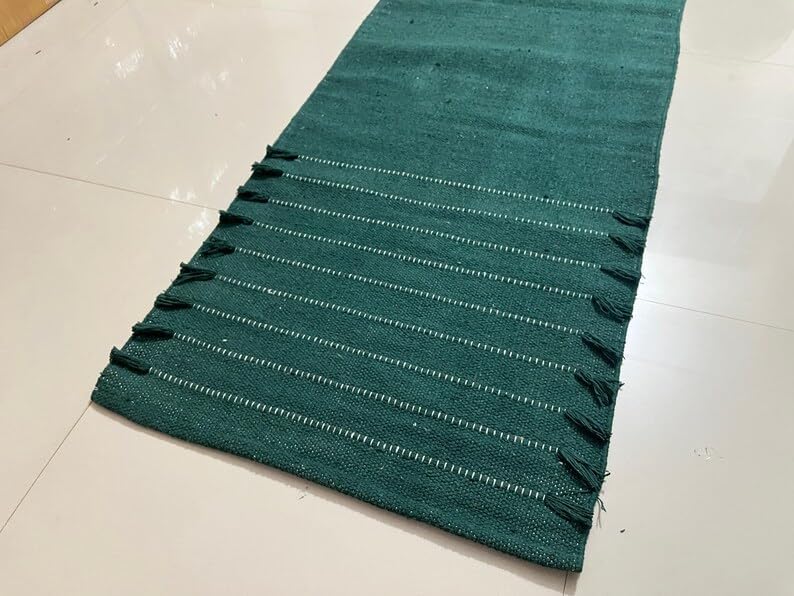 Payal Rugs Cotton Yoga Mat - Eco-Friendly Hand-Woven Rug - Non Slip & Thick (24”x72”x5mm) for Yoga Everyday Fitness at Home - Comfortable Extra-Long