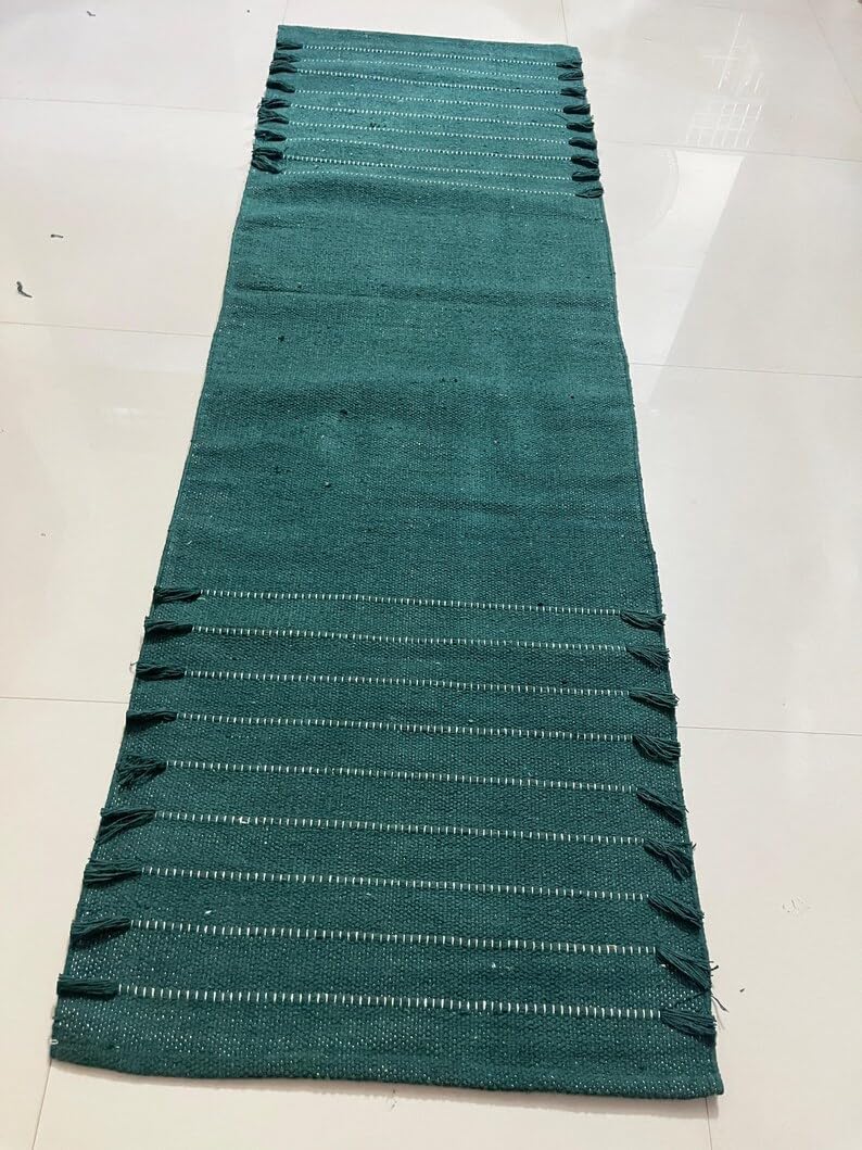 Payal Rugs Cotton Yoga Mat - Eco-Friendly Hand-Woven Rug - Non Slip & Thick (24”x72”x5mm) for Yoga Everyday Fitness at Home - Comfortable Extra-Long