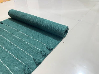 Payal Rugs Cotton Yoga Mat - Eco-Friendly Hand-Woven Rug - Non Slip & Thick (24”x72”x5mm) for Yoga Everyday Fitness at Home - Comfortable Extra-Long