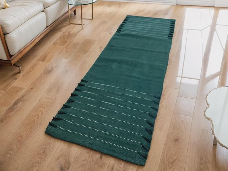 Payal Rugs Cotton Yoga Mat - Eco-Friendly Hand-Woven Rug - Non Slip & Thick (24”x72”x5mm) for Yoga Everyday Fitness at Home - Comfortable Extra-Long