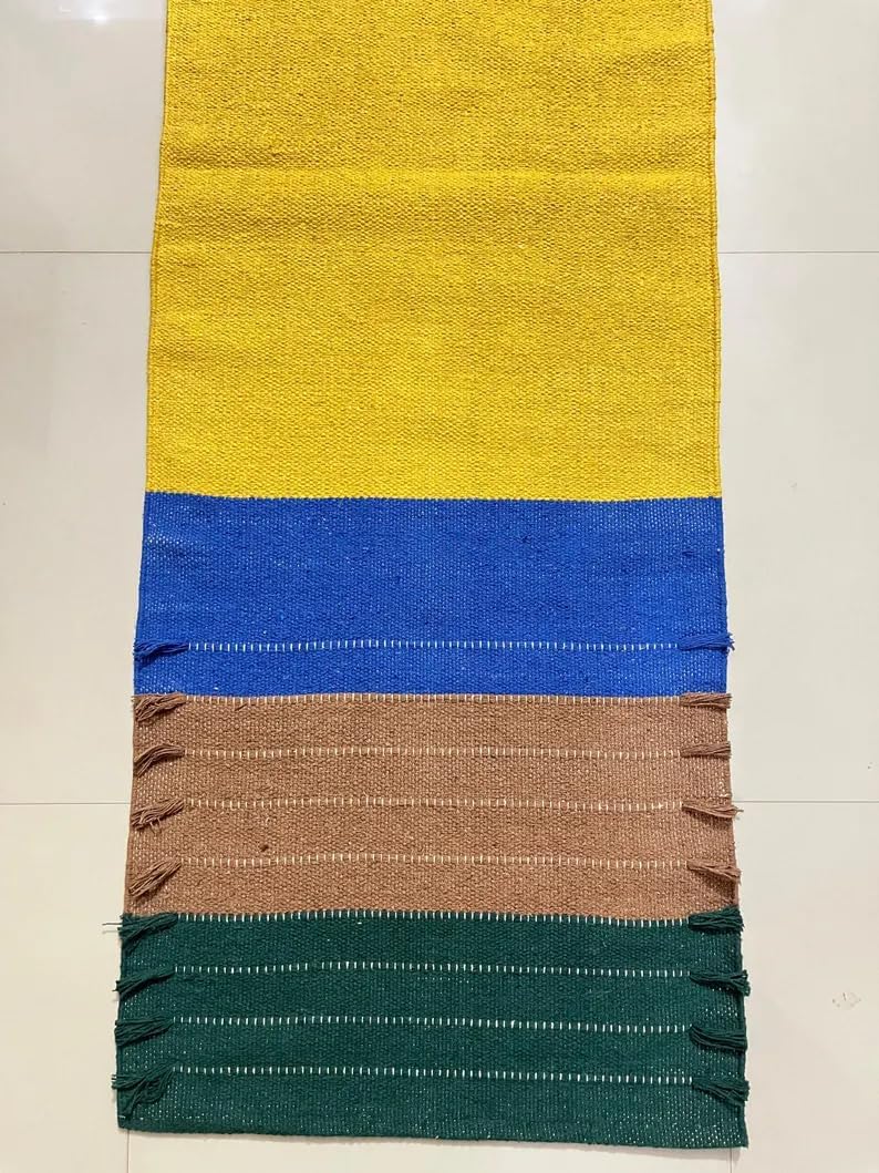 Payal Rugs Cotton Yoga Mat - Eco-Friendly Hand-Woven Rug - Non Slip & Thick (24”x72”x5mm) for Yoga Everyday Fitness at Home - Comfortable Extra-Long