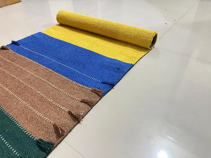 Payal Rugs Cotton Yoga Mat - Eco-Friendly Hand-Woven Rug - Non Slip & Thick (24”x72”x5mm) for Yoga Everyday Fitness at Home - Comfortable Extra-Long