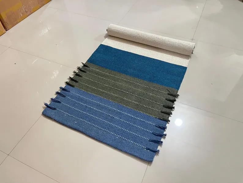 Payal Rugs Cotton Yoga Mat - Eco-Friendly Hand-Woven Rug - Non Slip & Thick (24”x72”x5mm) for Yoga Everyday Fitness at Home - Comfortable Extra-Long