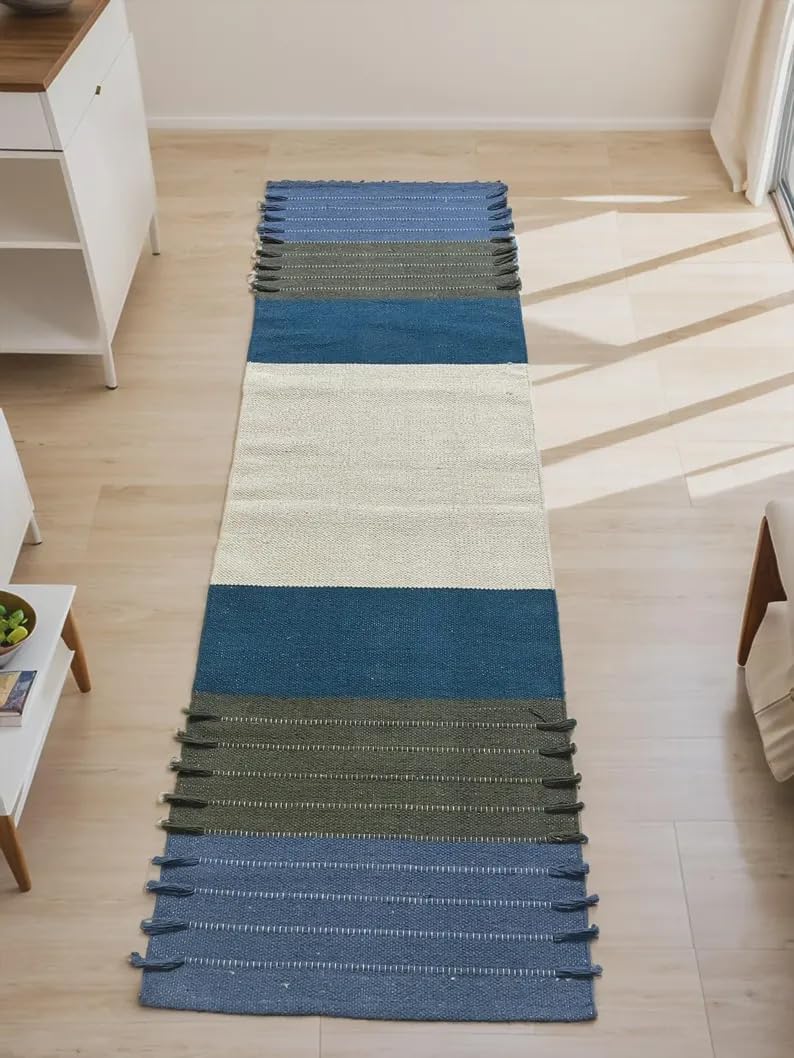 Payal Rugs Cotton Yoga Mat - Eco-Friendly Hand-Woven Rug - Non Slip & Thick (24”x72”x5mm) for Yoga Everyday Fitness at Home - Comfortable Extra-Long