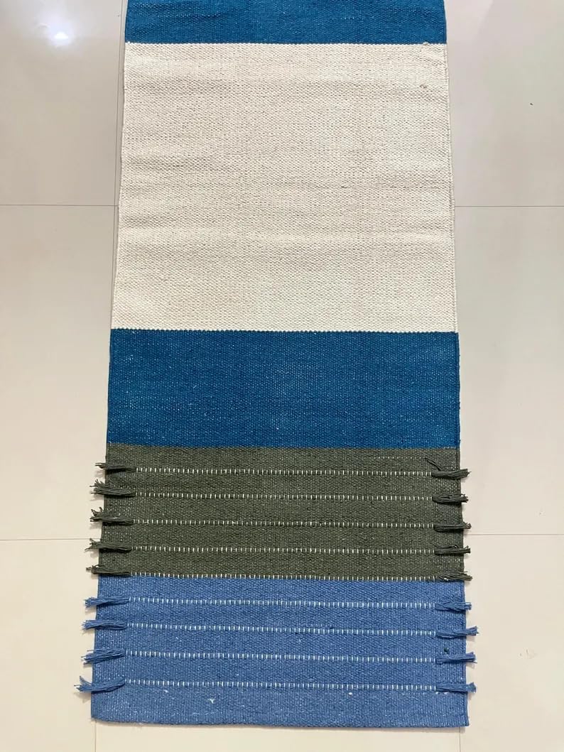 Payal Rugs Cotton Yoga Mat - Eco-Friendly Hand-Woven Rug - Non Slip & Thick (24”x72”x5mm) for Yoga Everyday Fitness at Home - Comfortable Extra-Long