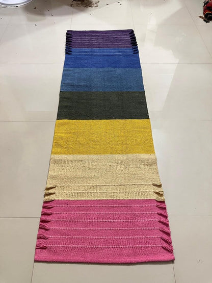 Payal Rugs Cotton Yoga Mat - Eco-Friendly Hand-Woven Rug - Non Slip & Thick (24”x72”x5mm) for Yoga Everyday Fitness at Home - Comfortable Extra-Long
