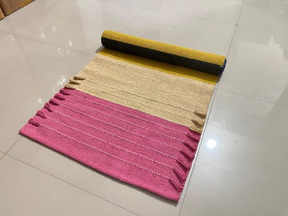 Payal Rugs Cotton Yoga Mat - Eco-Friendly Hand-Woven Rug - Non Slip & Thick (24”x72”x5mm) for Yoga Everyday Fitness at Home - Comfortable Extra-Long