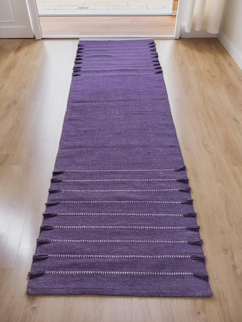 Payal Rugs Cotton Yoga Mat - Eco-Friendly Hand-Woven Rug - Non Slip & Thick (24”x72”x5mm) for Yoga Everyday Fitness at Home - Comfortable Extra-Long