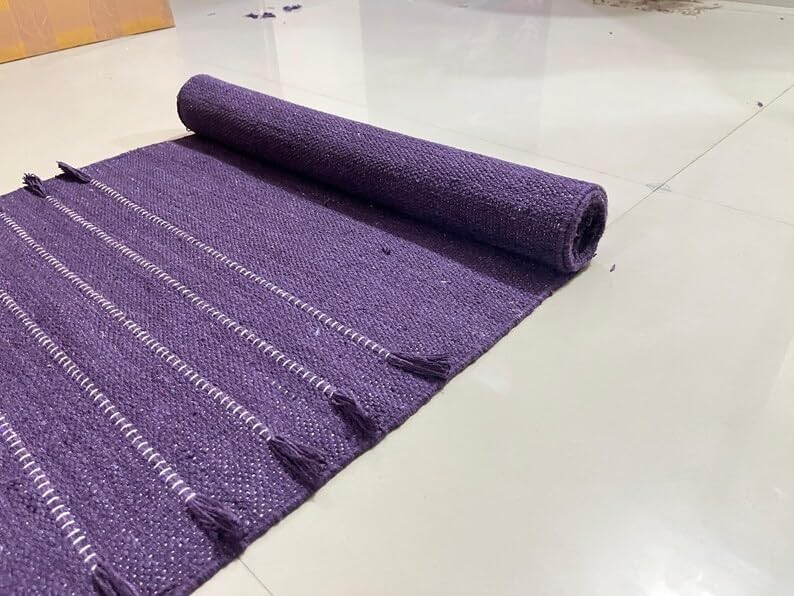 Payal Rugs Cotton Yoga Mat - Eco-Friendly Hand-Woven Rug - Non Slip & Thick (24”x72”x5mm) for Yoga Everyday Fitness at Home - Comfortable Extra-Long