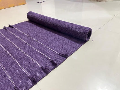 Payal Rugs Cotton Yoga Mat - Eco-Friendly Hand-Woven Rug - Non Slip & Thick (24”x72”x5mm) for Yoga Everyday Fitness at Home - Comfortable Extra-Long