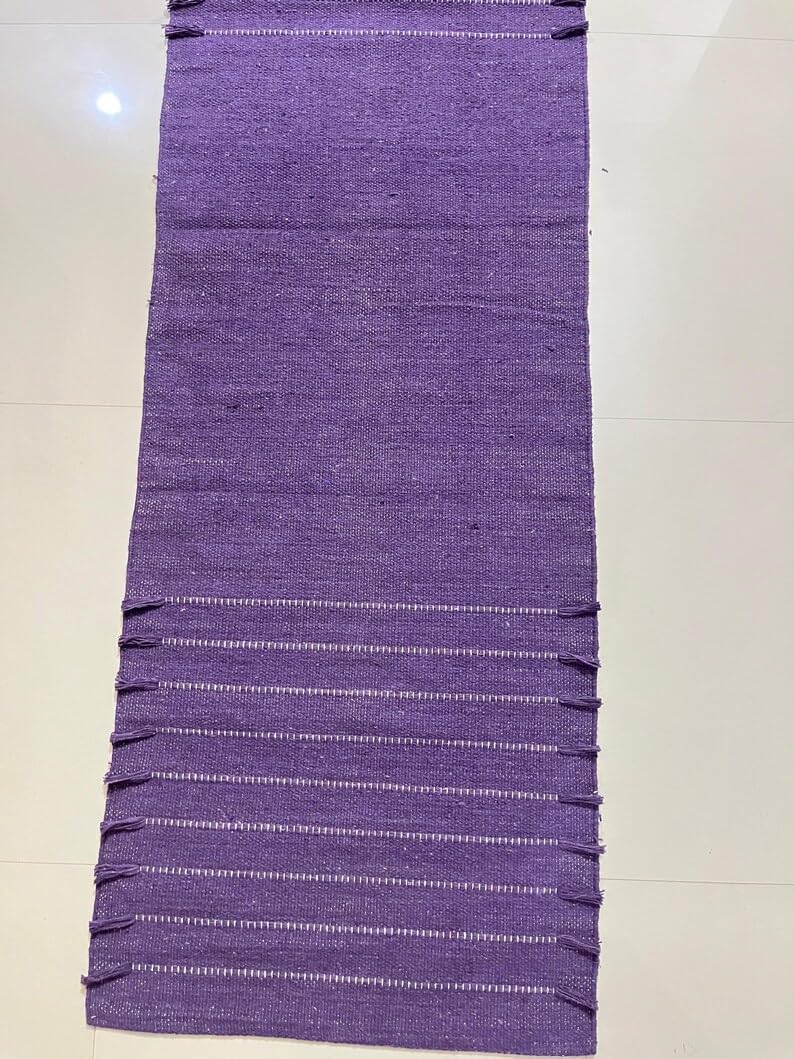 Payal Rugs Cotton Yoga Mat - Eco-Friendly Hand-Woven Rug - Non Slip & Thick (24”x72”x5mm) for Yoga Everyday Fitness at Home - Comfortable Extra-Long