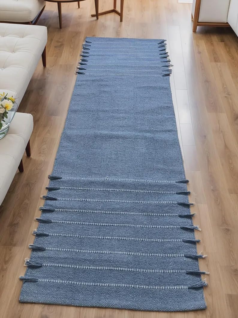 Payal Rugs Cotton Yoga Mat - Eco-Friendly Hand-Woven Rug - Non Slip & Thick (24”x72”x5mm) for Yoga Everyday Fitness at Home - Comfortable Extra-Long