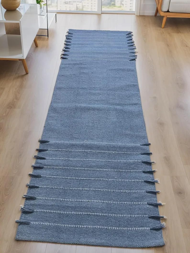 Payal Rugs Cotton Yoga Mat - Eco-Friendly Hand-Woven Rug - Non Slip & Thick (24”x72”x5mm) for Yoga Everyday Fitness at Home - Comfortable Extra-Long