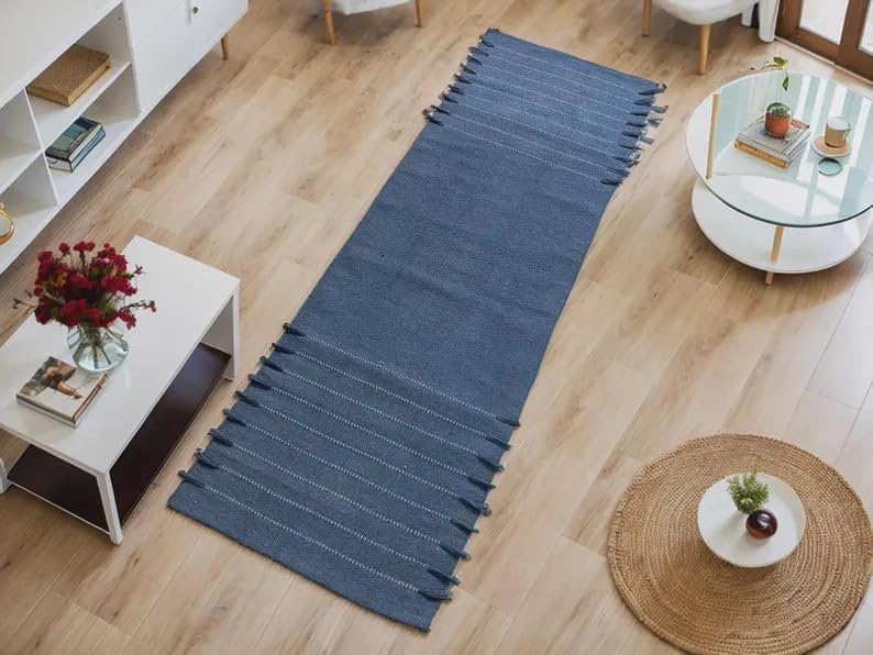 Payal Rugs Cotton Yoga Mat - Eco-Friendly Hand-Woven Rug - Non Slip & Thick (24”x72”x5mm) for Yoga Everyday Fitness at Home - Comfortable Extra-Long