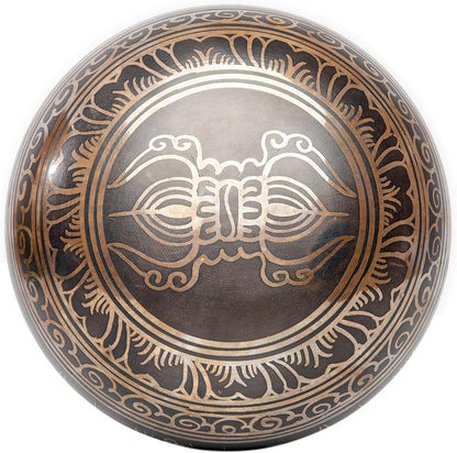Premium Tibetan Singing Bowl Set – Handmade in Nepal Sound & Meditation Bowl – Spiritual Decor for Yoga, Wellness Spaces & Relaxation (Brown & Red)