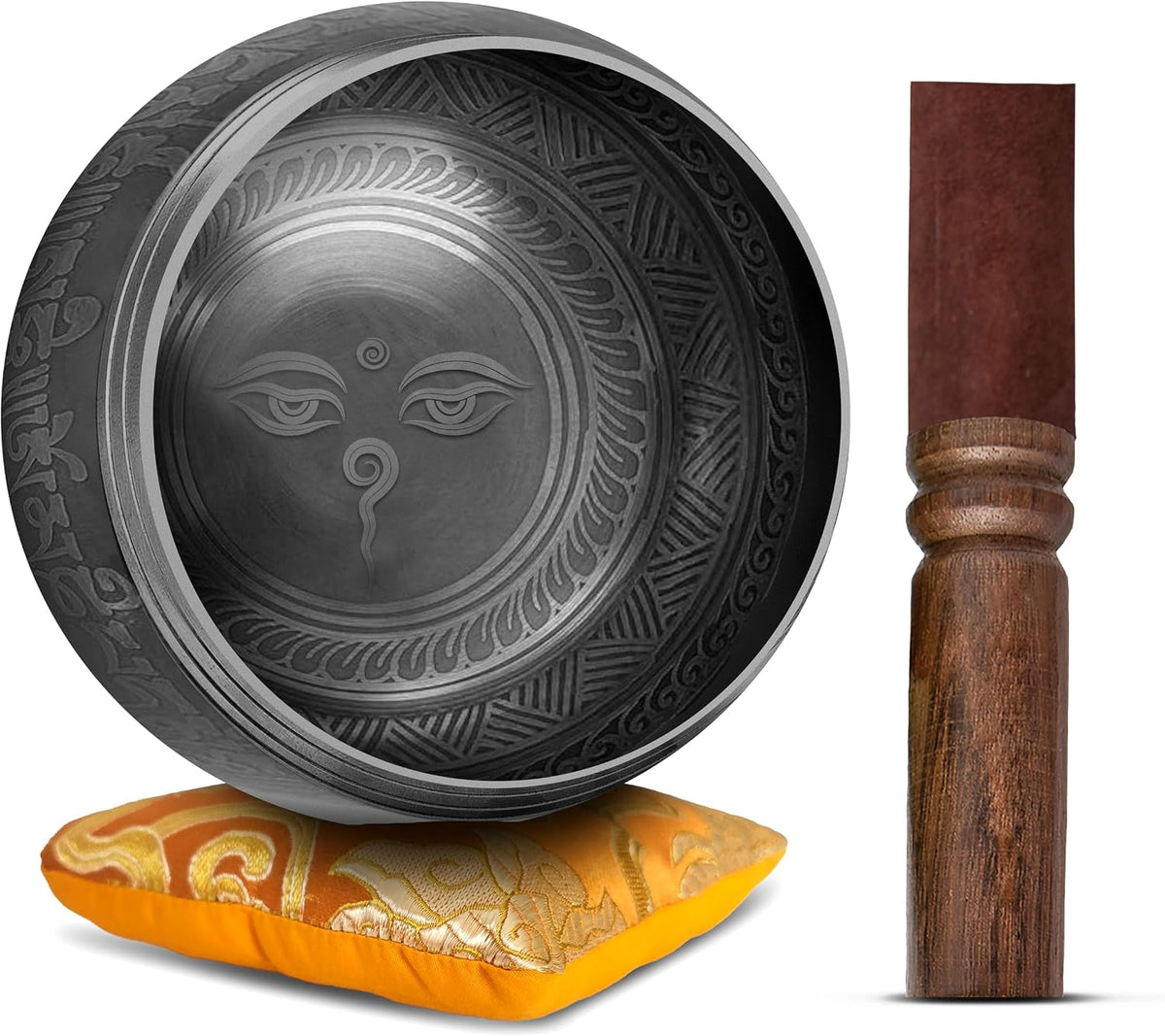 Premium Tibetan Singing Bowl Set – Handmade in Nepal Sound & Meditation Bowl – Spiritual Decor for Yoga, Wellness Spaces & Relaxation (Brown & Red)