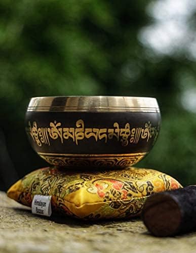 Premium Tibetan Singing Bowl Set – Handmade in Nepal Sound & Meditation Bowl – Spiritual Decor for Yoga, Wellness Spaces & Relaxation (Brown & Red)