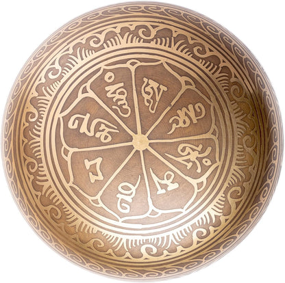 Premium Tibetan Singing Bowl Set – Handmade in Nepal Sound & Meditation Bowl – Spiritual Decor for Yoga, Wellness Spaces & Relaxation (Brown & Red)