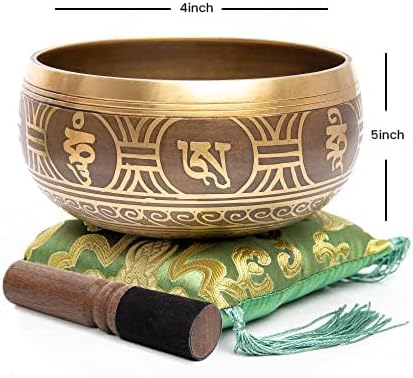 Premium Tibetan Singing Bowl Set – Handmade in Nepal Sound & Meditation Bowl – Spiritual Decor for Yoga, Wellness Spaces & Relaxation (Brown & Red)