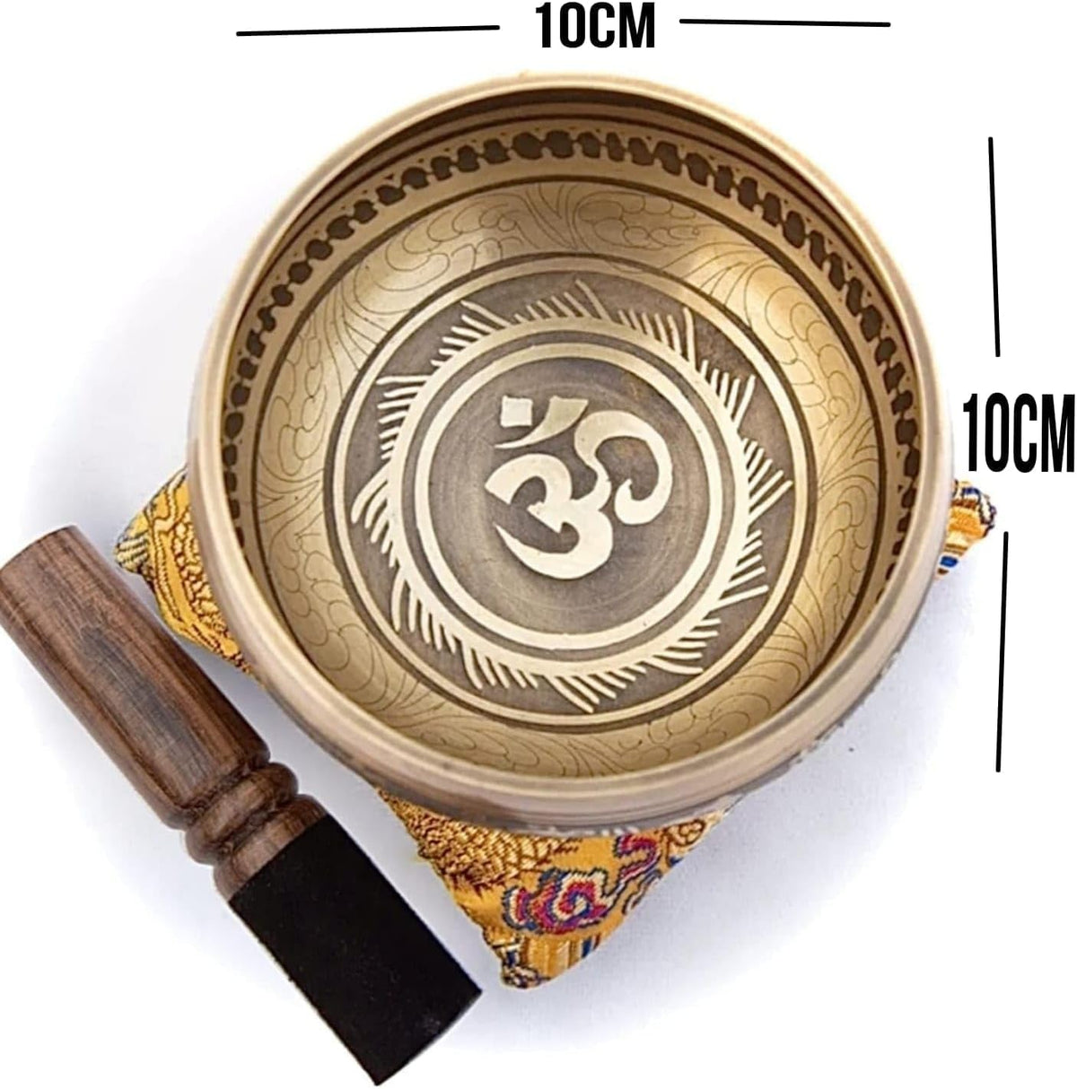 Premium Tibetan Singing Bowl Set – Handmade in Nepal Sound & Meditation Bowl – Spiritual Decor for Yoga, Wellness Spaces & Relaxation (Brown & Red)