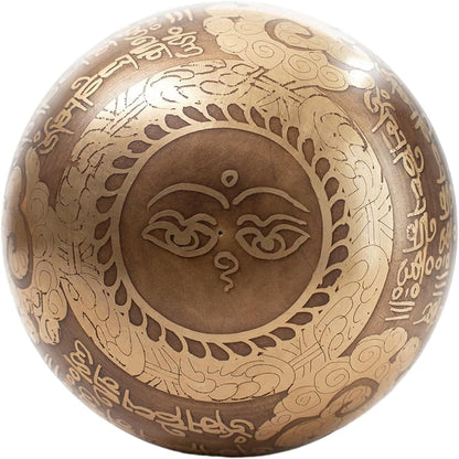 Premium Tibetan Singing Bowl Set – Handmade in Nepal Sound & Meditation Bowl – Spiritual Decor for Yoga, Wellness Spaces & Relaxation (Brown & Red)