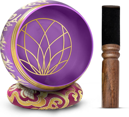 Premium Tibetan Singing Bowl Set – Handmade in Nepal Sound & Meditation Bowl – Spiritual Decor for Yoga, Wellness Spaces & Relaxation (Brown & Red)