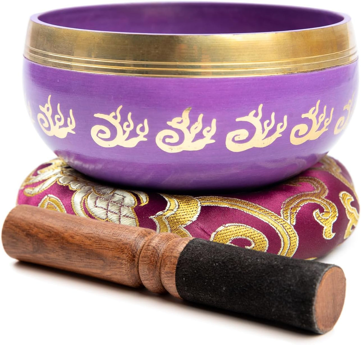Premium Tibetan Singing Bowl Set – Handmade in Nepal Sound & Meditation Bowl – Spiritual Decor for Yoga, Wellness Spaces & Relaxation (Brown & Red)