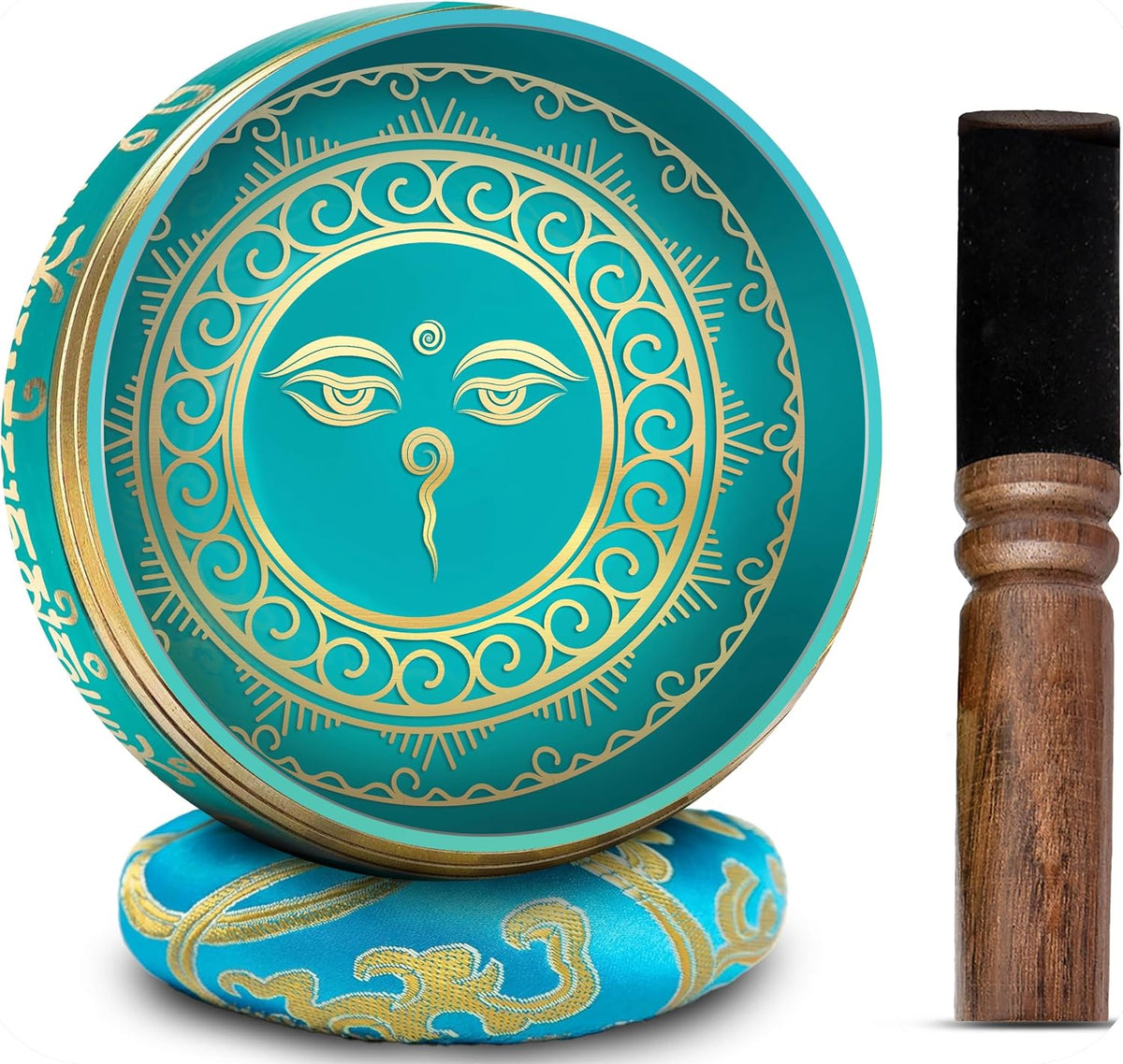 Premium Tibetan Singing Bowl Set – Handmade in Nepal Sound & Meditation Bowl – Spiritual Decor for Yoga, Wellness Spaces & Relaxation (Brown & Red)