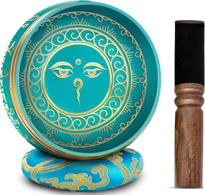 Premium Tibetan Singing Bowl Set – Handmade in Nepal Sound & Meditation Bowl – Spiritual Decor for Yoga, Wellness Spaces & Relaxation (Brown & Red)