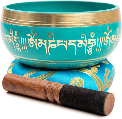Premium Tibetan Singing Bowl Set – Handmade in Nepal Sound & Meditation Bowl – Spiritual Decor for Yoga, Wellness Spaces & Relaxation (Brown & Red)