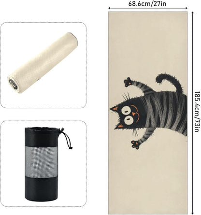 Hot Yoga Towel Cat Fun – Stylish, Non-Slip, Grip Dots, Super Absorbent, 27" x 73" - Yoga Mat Towels for Exercise, Fitness