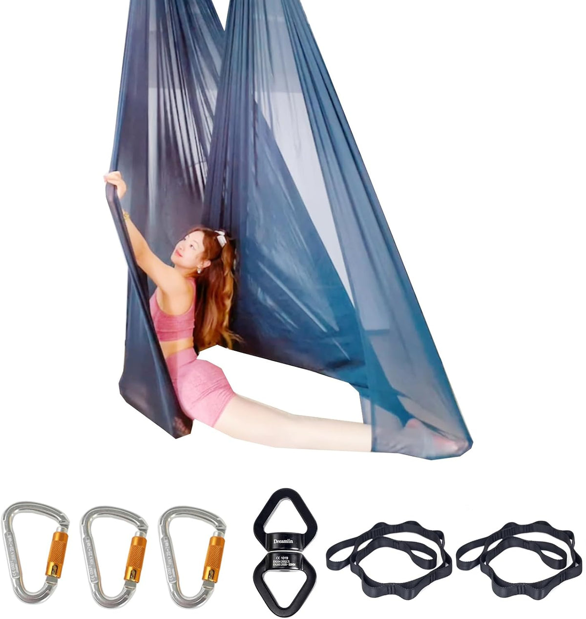 Transparent Aerial Yoga Hammock Set with Low Elasticity Aerial Silks Set Yoga Swings Included Accessories