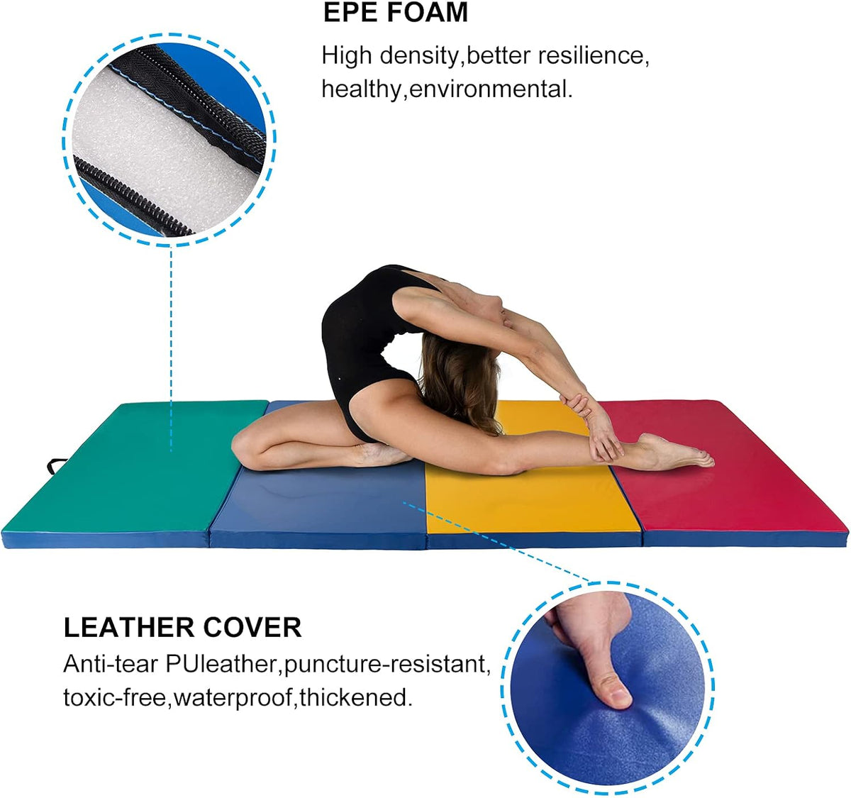 4'x8'x2 Thick Folding Gymnastics Exercise Mat Aerobics Stretching Yoga Mats
