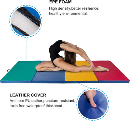 4'x8'x2 Thick Folding Gymnastics Exercise Mat Aerobics Stretching Yoga Mats