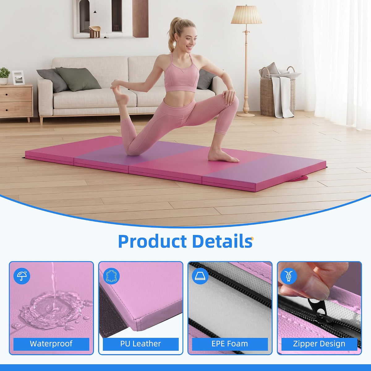 4'x8'x2 Thick Folding Gymnastics Exercise Mat Aerobics Stretching Yoga Mats