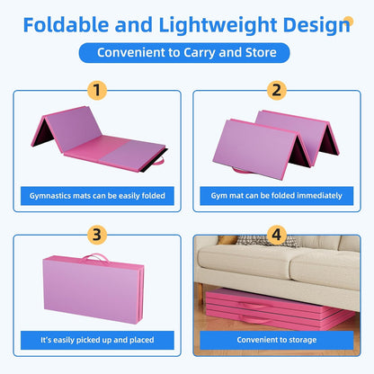 4'x8'x2 Thick Folding Gymnastics Exercise Mat Aerobics Stretching Yoga Mats