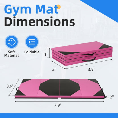4'x8'x2 Thick Folding Gymnastics Exercise Mat Aerobics Stretching Yoga Mats