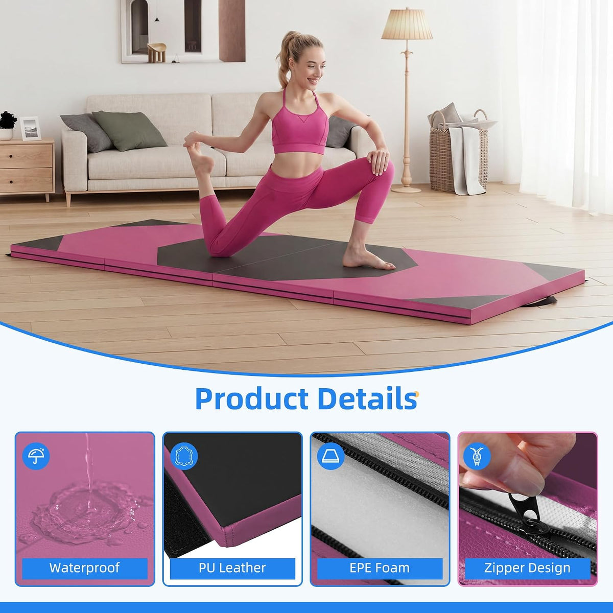 4'x8'x2 Thick Folding Gymnastics Exercise Mat Aerobics Stretching Yoga Mats