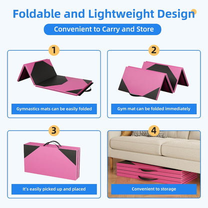 4'x8'x2 Thick Folding Gymnastics Exercise Mat Aerobics Stretching Yoga Mats