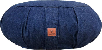 Yoga Meditation Cushion - Memory Foam Yoga Pillows for Comfort to Relieve Back Pressure with Denim Blue Zipper Cover, Large Crescent