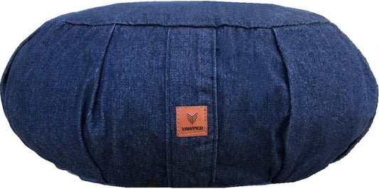 Yoga Meditation Cushion - Memory Foam Yoga Pillows for Comfort to Relieve Back Pressure with Denim Blue Zipper Cover, Large Crescent