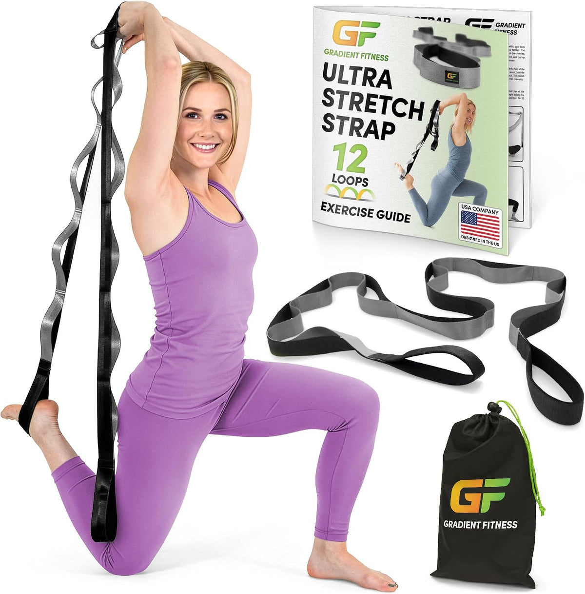 Physical Therapy Stretch Strap with 12 Loops - 1.5 Inch Width