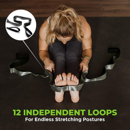 Physical Therapy Stretch Strap with 12 Loops - 1.5 Inch Width