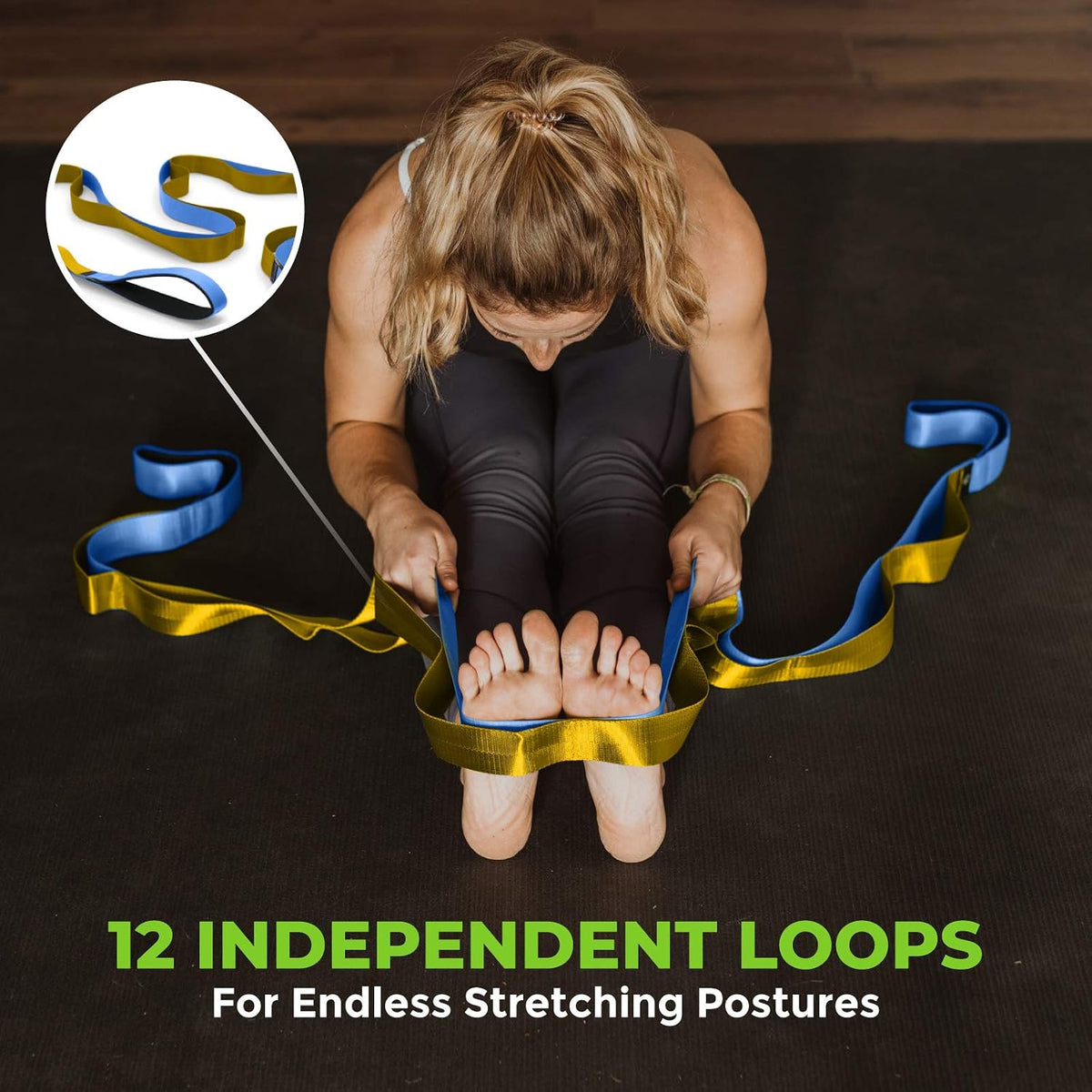 Physical Therapy Stretch Strap with 12 Loops - 1.5 Inch Width