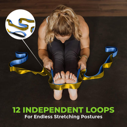 Physical Therapy Stretch Strap with 12 Loops - 1.5 Inch Width