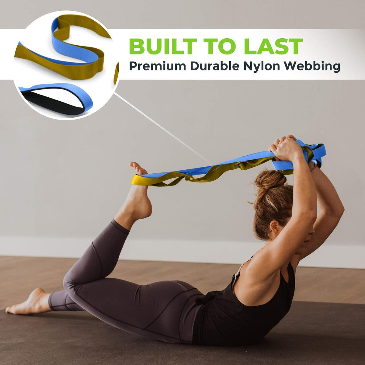 Physical Therapy Stretch Strap with 12 Loops - 1.5 Inch Width
