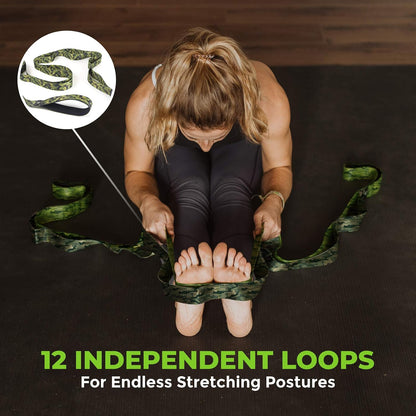 Physical Therapy Stretch Strap with 12 Loops - 1.5 Inch Width