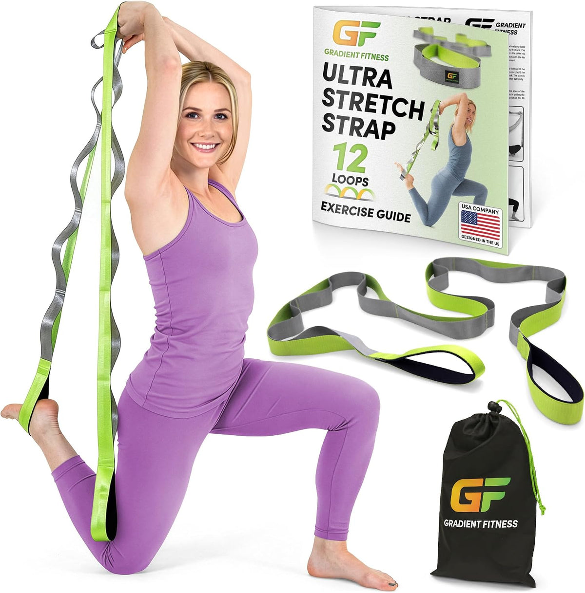 Physical Therapy Stretch Strap with 12 Loops - 1.5 Inch Width