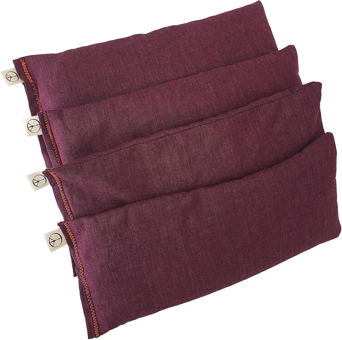 Pack of (4) Unscented Organic Flax Seed Eye Pillows - 4 x 8.5 - Soft & Soothing Cotton - soothing relaxing - purple lilac amethyst