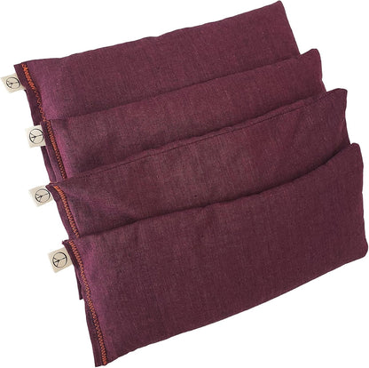 Pack of (4) Unscented Organic Flax Seed Eye Pillows - 4 x 8.5 - Soft & Soothing Cotton - soothing relaxing - purple lilac amethyst